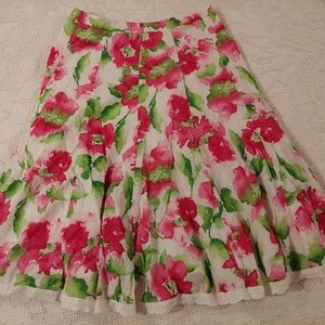 Dressbarn Floral Skirt - Pink and Green Size 6